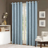 RT Designers Collection Bexley Foil Jacquard Polyester Window Curtain Grommet Panel 52" x 84" Wedgewood