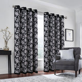 Olivia Gray 100% Polyester 190 GSM Eloise Reversible Blackout Grommet Curtain Panel Black