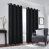 Olivia Gray 100% Polyester 190 GSM Eloise Reversible Blackout Grommet Curtain Panel Black