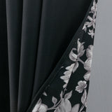 Olivia Gray 100% Polyester 190 GSM Eloise Reversible Blackout Grommet Curtain Panel Black