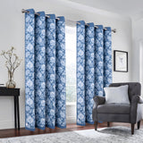 Olivia Gray 100% Polyester 190 GSM Eloise Reversible Blackout Grommet Curtain Panel Blue