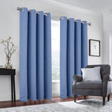 Olivia Gray 100% Polyester 190 GSM Eloise Reversible Blackout Grommet Curtain Panel Blue