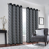 RT Designers Collection 100% Polyester 190 GSM Marina Revisible Blackout Grommet Curtain Panel Black