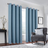 Olivia Gray 100% Polyester 190 GSM Cressida Reversible Blackout Grommet Curtain Panel Blue