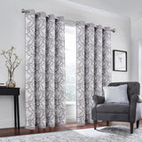 Olivia Gray 100% Polyester 190 GSM Cressida Reversible Blackout Grommet Curtain Panel Grey
