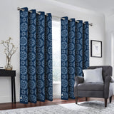 RT Designers Collection 100% Polyester 190 GSM Tilley Revisible Blackout Grommet Curtain Panel Navy