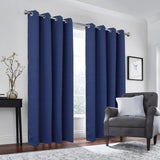 RT Designers Collection 100% Polyester 190 GSM Tilley Revisible Blackout Grommet Curtain Panel Navy