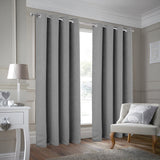 Olivia Gray 100% Polyester 190 GSM Justice Reversible Blackout Grommet Curtain Panel Grey