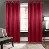 Olivia Gray 100% Polyester 200 GSM Arlo Embossed Blackout Grommet Curtain Panel Burgendy