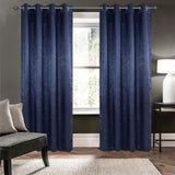 Olivia Gray 100% Polyester 200 GSM Arlo Embossed Blackout Grommet Curtain Panel Navy