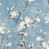 Olivia Gray 100% Polyester 200 GSM Blossom Printed Blackout Grommet Curtain Panel Blue