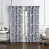 Olivia Gray 100% Polyester 200 GSM Blossom Printed Blackout Grommet Curtain Panel Grey