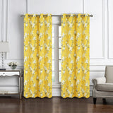 Olivia Gray 100% Polyester 200 GSM Blossom Printed Blackout Grommet Curtain Panel Yellow