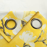 Olivia Gray 100% Polyester 200 GSM Blossom Printed Blackout Grommet Curtain Panel Yellow