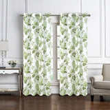 Olivia Gray 100% Polyester 200 GSM Hydrangea Printed Blackout Grommet Curtain Panel 54" x 90" Green