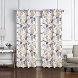 Olivia Gray 100% Polyester 200 GSM Hydrangea Printed Blackout Grommet Curtain Panel Yellow