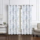 Olivia Gray 100% Polyester 140 GSM Aiden Printed Textured Grommet Curtain Panel Blue