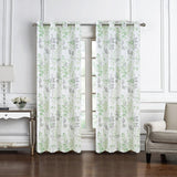 Olivia Gray 100% Polyester 140 GSM Aiden Printed Textured Grommet Curtain Panel Green