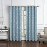 RT Designers Collection 100% Polyester 140 GSM Reed Embroidered Grommet Curtain Panel Blue