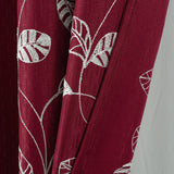 RT Designers Collection 100% Polyester 140 GSM Reed Embroidered Grommet Curtain Panel Burgundy