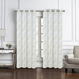 RT Designers Collection 100% Polyester 140 GSM Reed Embroidered Grommet Curtain Panel White