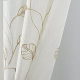 RT Designers Collection 100% Polyester 140 GSM Reed Embroidered Grommet Curtain Panel White