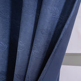 Olivia Gray 100% Polyester 200 GSM Arlo Embossed Blackout Grommet Curtain Panel Navy