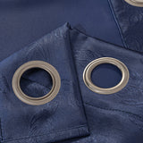 Olivia Gray 100% Polyester 200 GSM Arlo Embossed Blackout Grommet Curtain Panel Navy