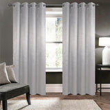 Olivia Gray 100% Polyester 200 GSM Arlo Embossed Blackout Grommet Curtain Panel Silver