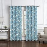 Olivia Gray 100% Polyester 200 GSM Blossom Printed Blackout Grommet Curtain Panel Blue
