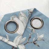 Olivia Gray 100% Polyester 200 GSM Blossom Printed Blackout Grommet Curtain Panel Blue