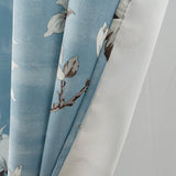 Olivia Gray 100% Polyester 200 GSM Blossom Printed Blackout Grommet Curtain Panel Blue