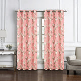 Olivia Gray 100% Polyester 200 GSM Blossom Printed Blackout Grommet Curtain Panel Blush