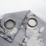 Olivia Gray 100% Polyester 200 GSM Blossom Printed Blackout Grommet Curtain Panel Grey