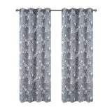 Olivia Gray 100% Polyester 200 GSM Blossom Printed Blackout Grommet Curtain Panel Grey