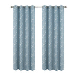 RT Designers Collection 100% Polyester 140 GSM Reed Embroidered Grommet Curtain Panel Blue