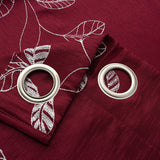 RT Designers Collection 100% Polyester 140 GSM Reed Embroidered Grommet Curtain Panel Burgundy