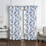 Olivia Gray 100% Polyester 200 GSM Hydrangea Printed Blackout Grommet Curtain Panel Blue