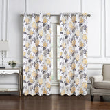 Olivia Gray 100% Polyester 200 GSM Hydrangea Printed Blackout Grommet Curtain Panel Yellow