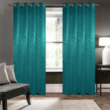 Olivia Gray 100% Polyester 200 GSM Dyson Embossed Blackout Grommet Curtain Panel Teal