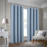 Olivia Gray 100% Polyester 190 GSM Justice Reversible Blackout Grommet Curtain Panel Blue