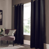 RT Designer Collection Anchorage 2 Pack Blackout Grommet Luxurious Modern Design Curtain Panel Pair 36" x 84" Black