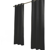 RT Designer Collection Anchorage 2 Pack Blackout Grommet Luxurious Modern Design Curtain Panel Pair 36" x 84" Black
