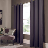 RT Designer Collection Anchorage 2 Pack Blackout Grommet Luxurious Modern Design Curtain Panel Pair 36" x 84" Charcoal