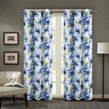 RT Designer Collection April Printed Blackout Luxurious Decorative Grommet Curtain Panel 54" x 84" Blue