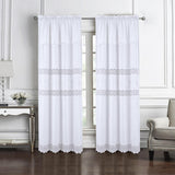 RT Designer Collection Antonia Macrame Luxurious Decorative Rod Pocket Curtain Panel 54" x 84" White