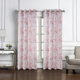 RT Designers Collection Amelia Printed Doily Grommet Light Filtering Curtain Panels for Bedroom Rose