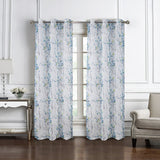 Olivia Gray 100% Polyester 72 GSM Amelia Printed Doily Grommet Curtain Panel Blue