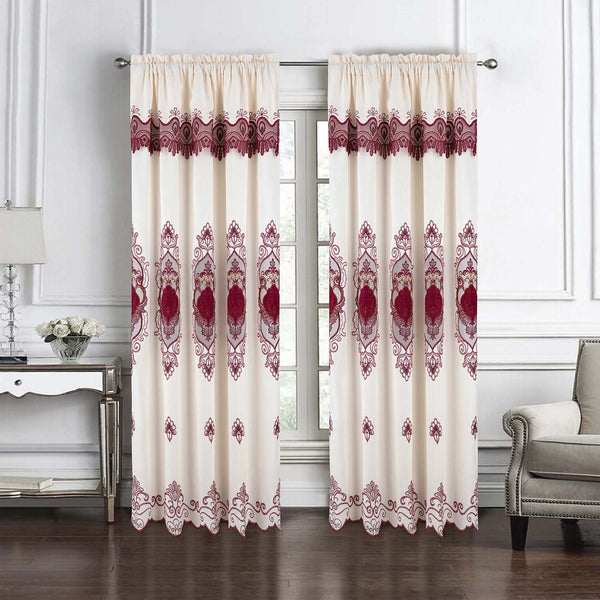RT Designer Collection Betsy Macrame Rod Pocket Curtain Panel 52" x 84" Burgundy