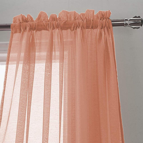 RT Designers Collection Celine Sheer Rod Pocket Curtain Panel - 55x90", Coral